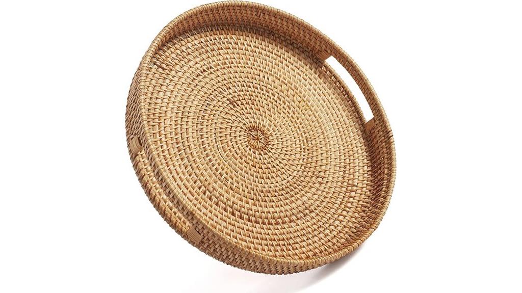 large round rattan tray