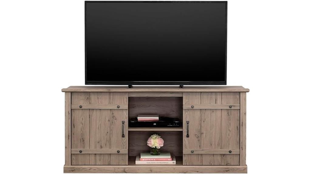 large tv credenza with barn doors