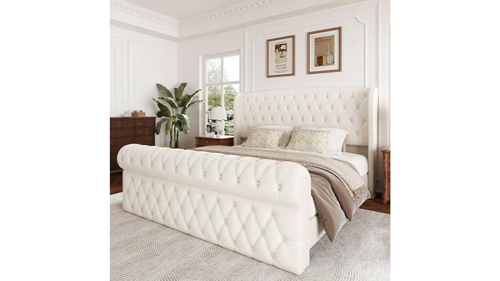 large upholstered bed frame