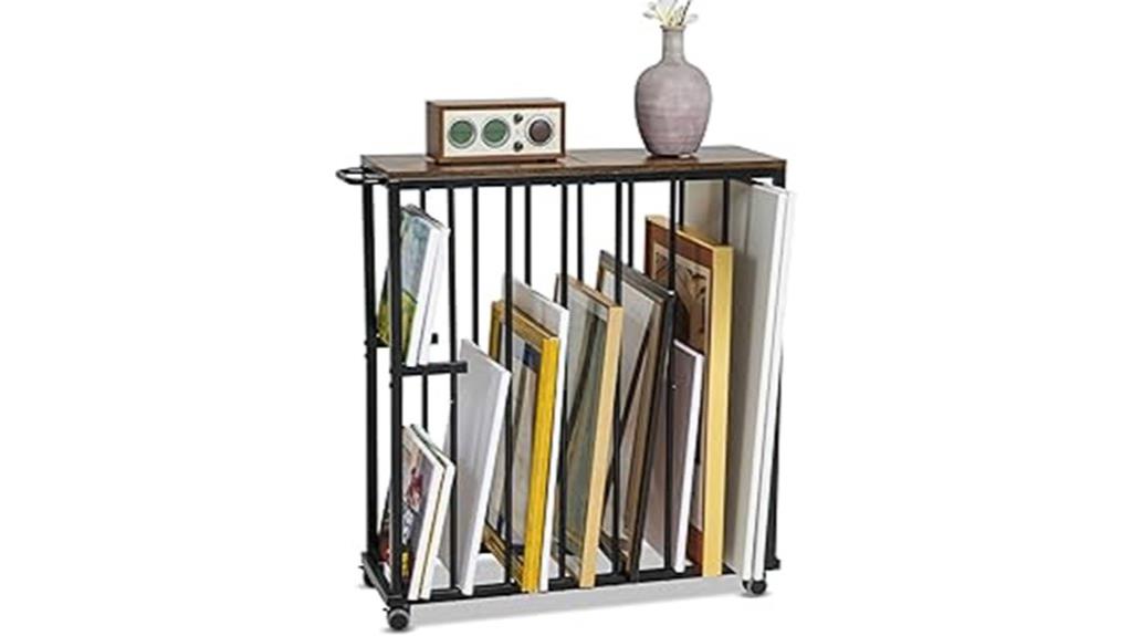 large wheeled art rack