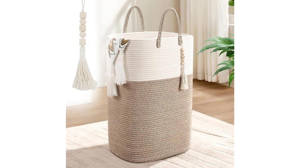 large woven laundry basket