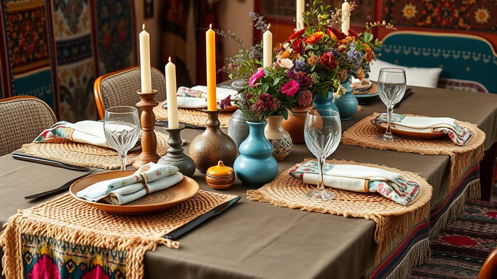 layered boho tabletop decor