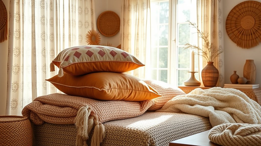 layered textiles and statement decor