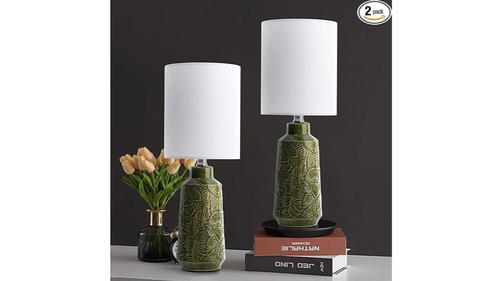 leaf patterned ceramic lamps