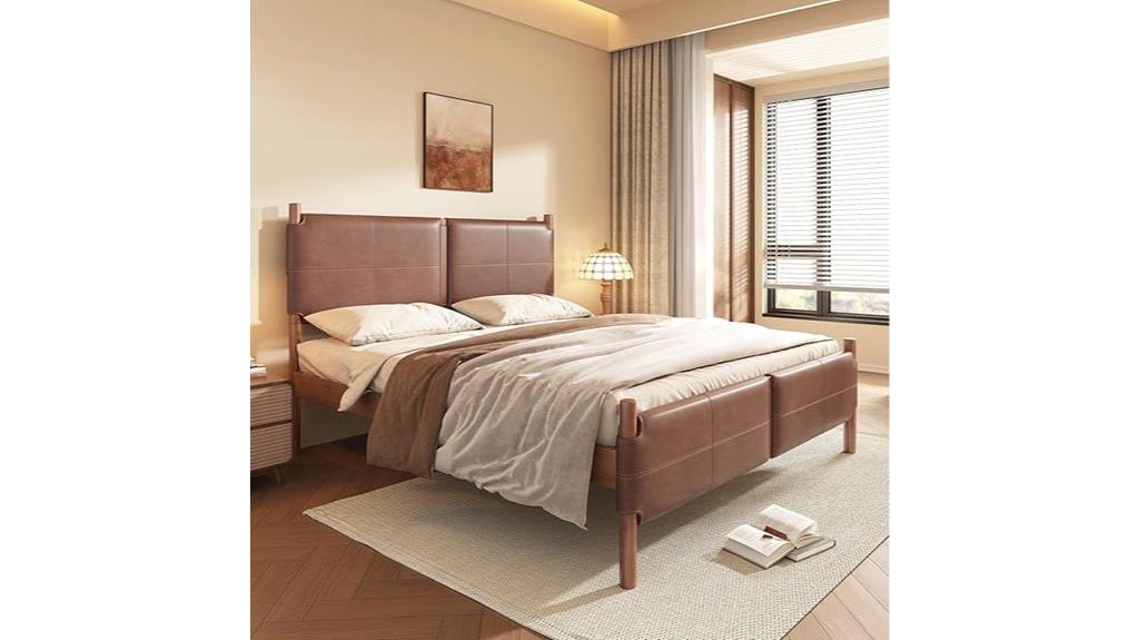 leather headboard platform bed