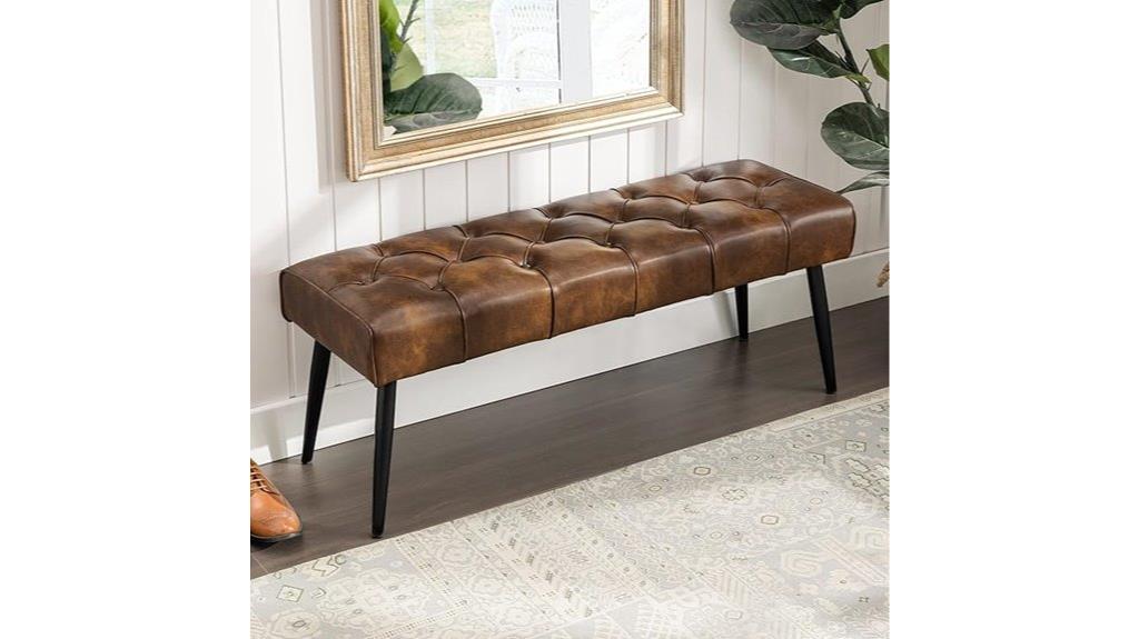 leather upholstered entry bench