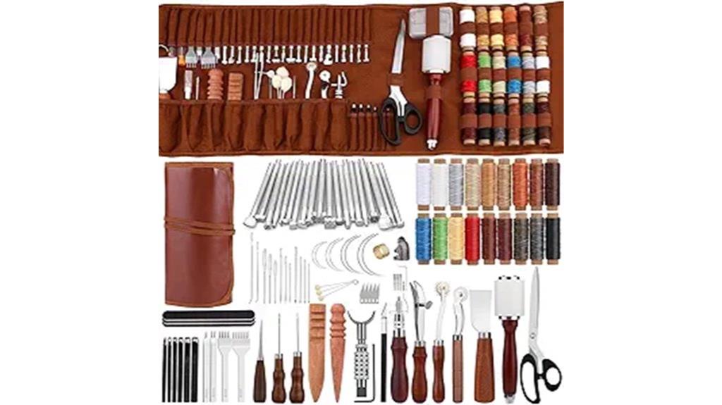 leatherworking tools with bag