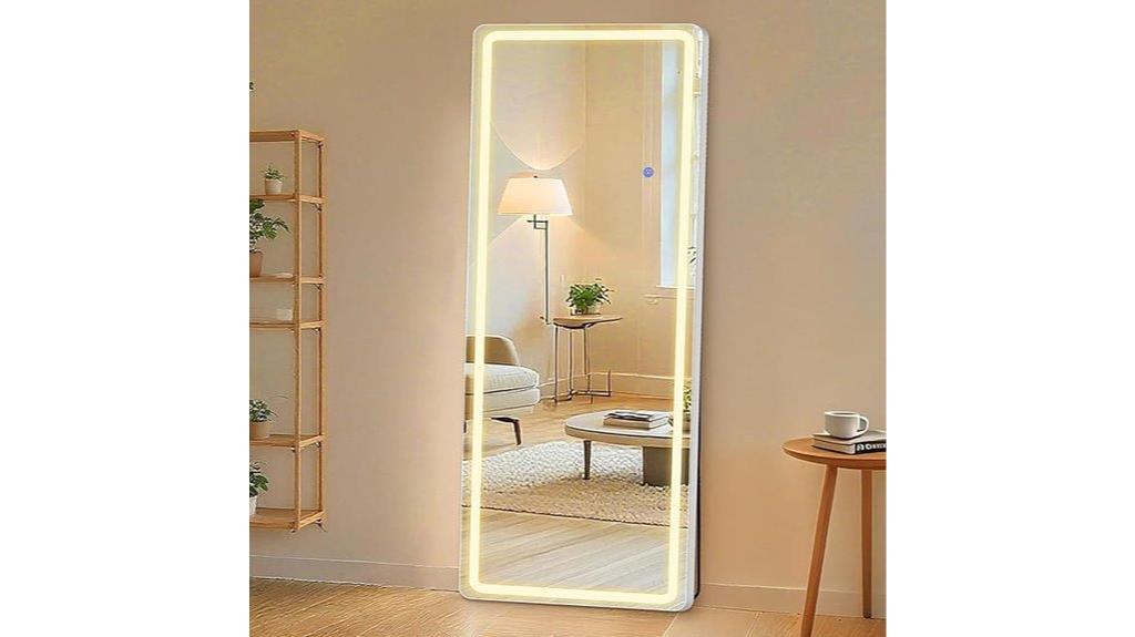 led lighted standing mirror