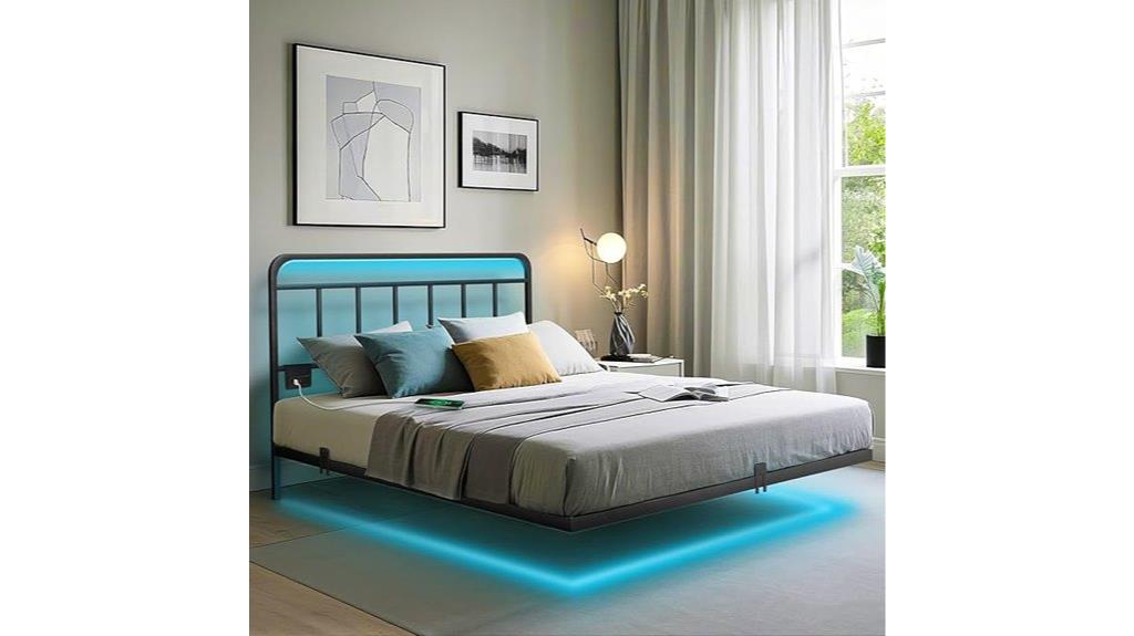 led lit floating bed