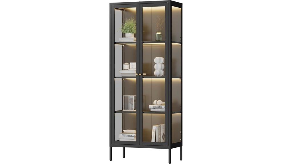 led lit glass display cabinet