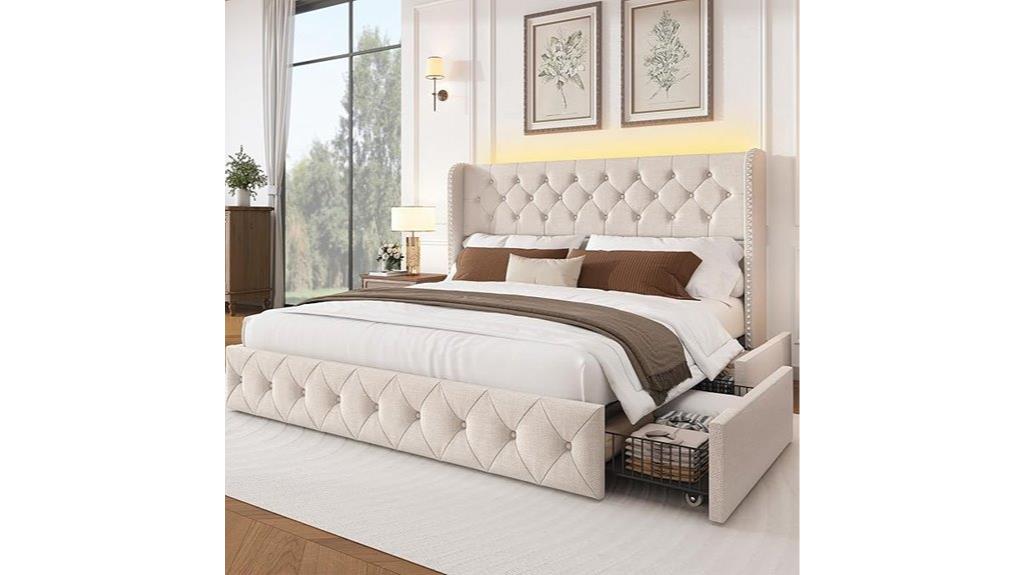 led lit storage bed