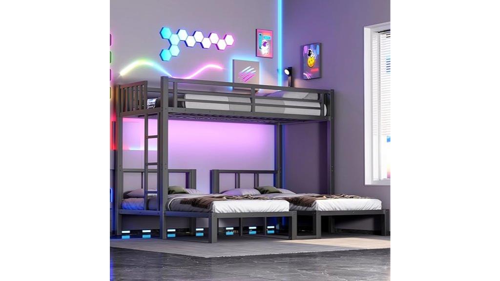 led lit triple bunk bed
