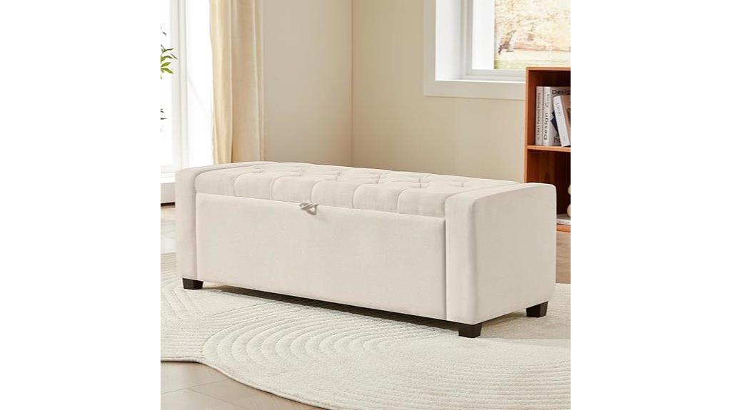 linen beige storage ottoman