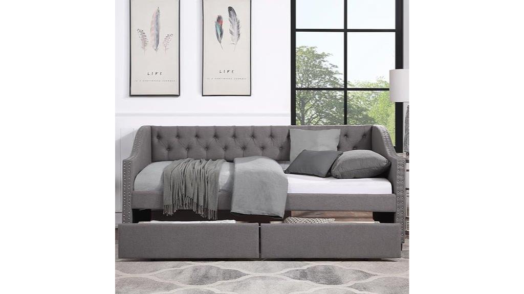 linen twin daybed with drawers
