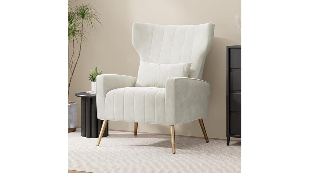 luxurious velvet wingback chair
