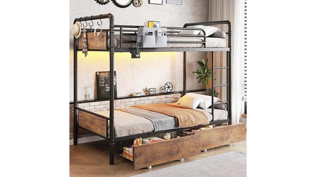 metal bunk bed with storage