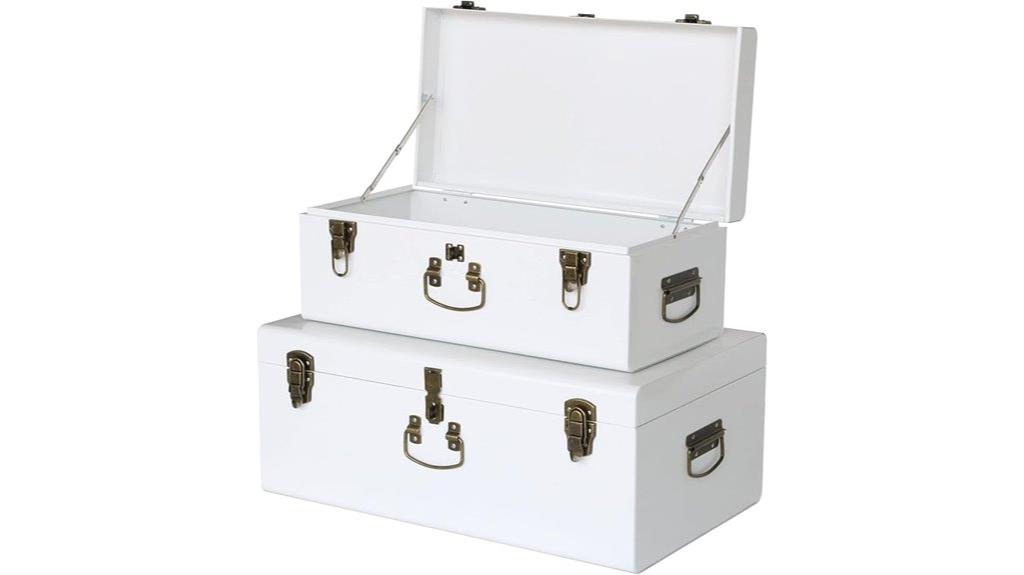 metal storage trunks pair