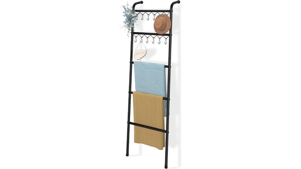 metal towel rack with hooks