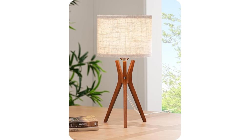 mid century tripod linen lamp