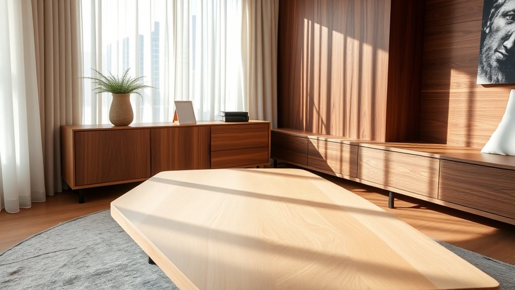 mixing wood tones and grains