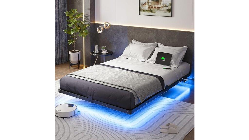 modern floating bed frame