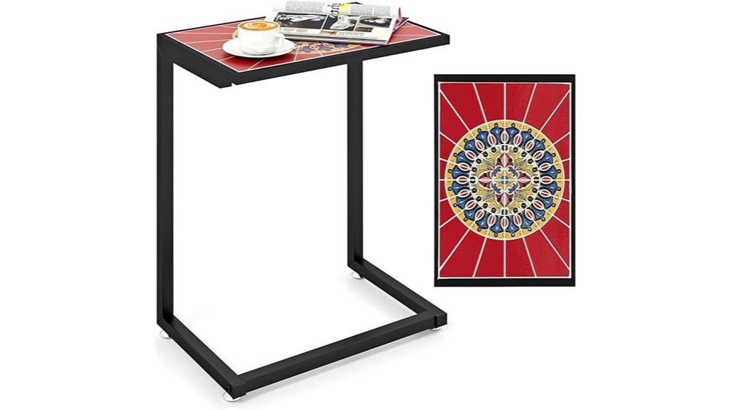 mosaic c shaped side table