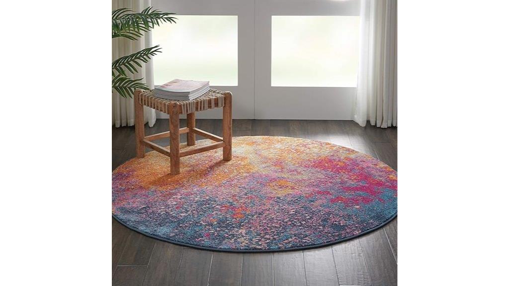 multicolor round modern rug