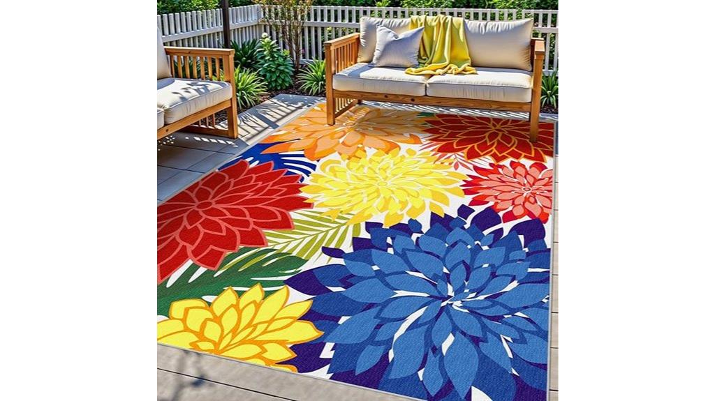 multicolored botanical rug