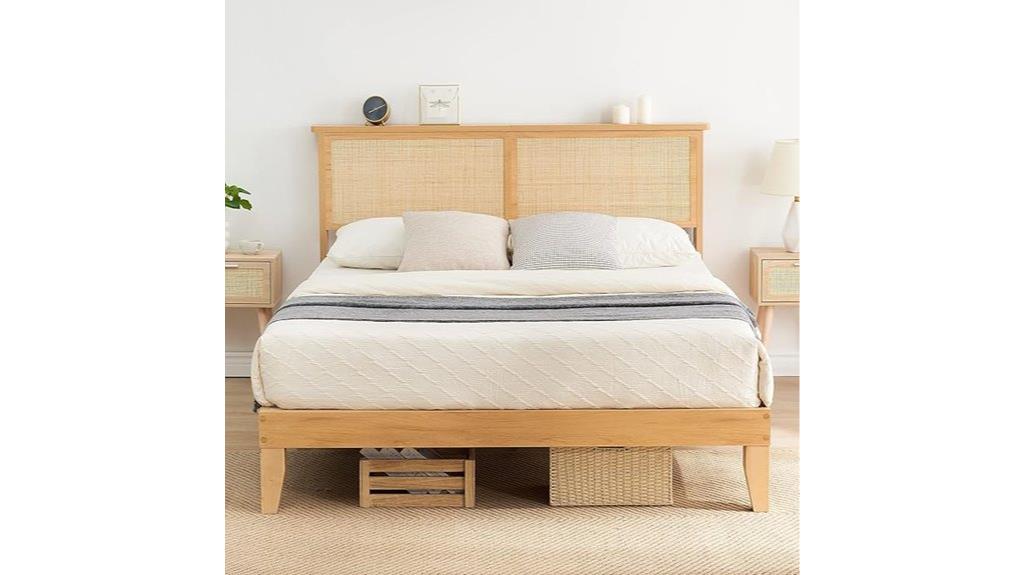 natural rattan bed frame