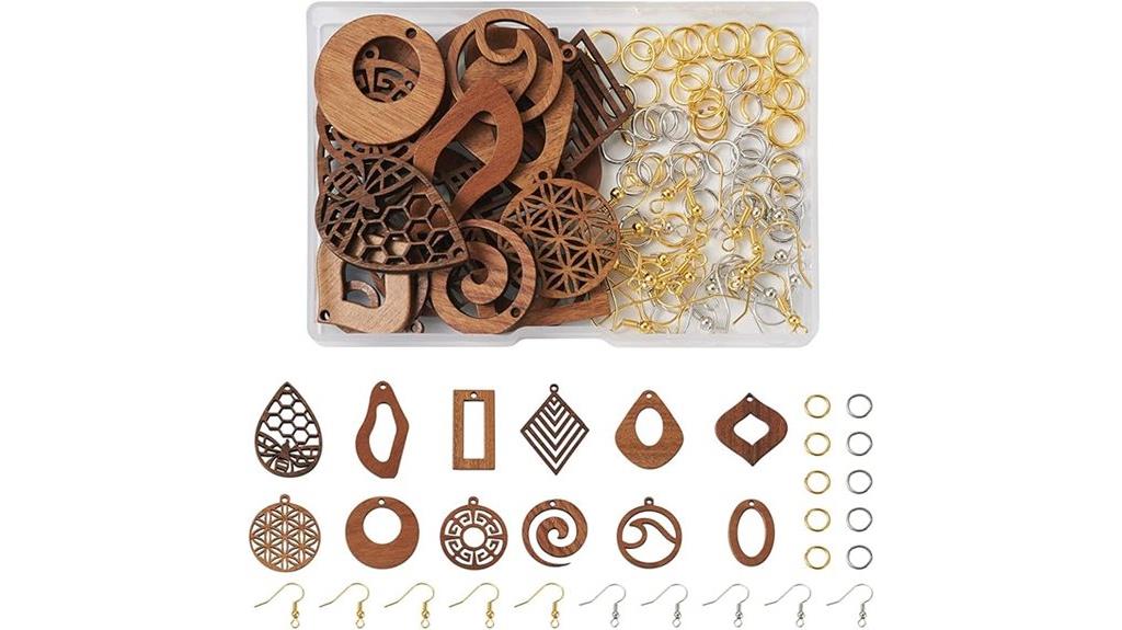 natural wooden earring charms