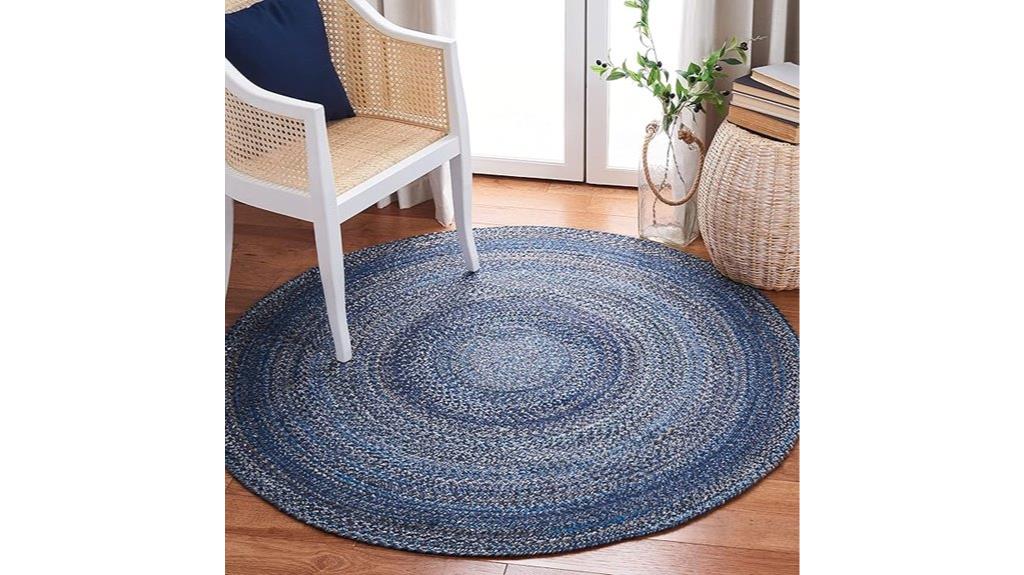 navy braided round rug
