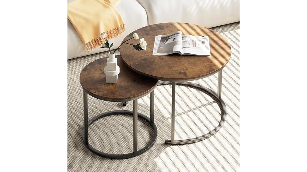 nestled round metal tables