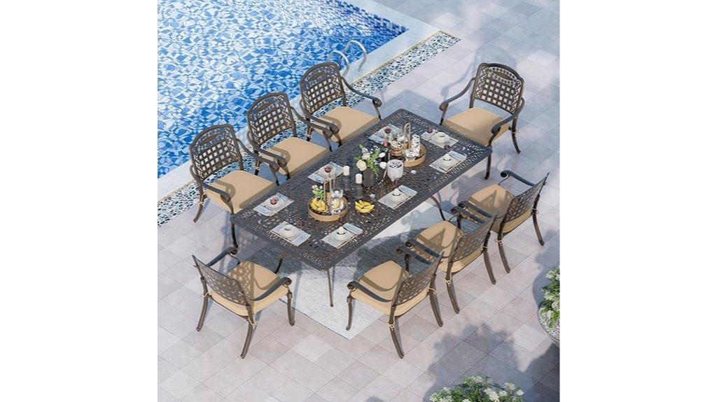 nine piece aluminum patio set