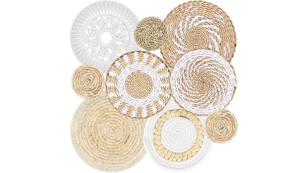 nine piece boho wall baskets