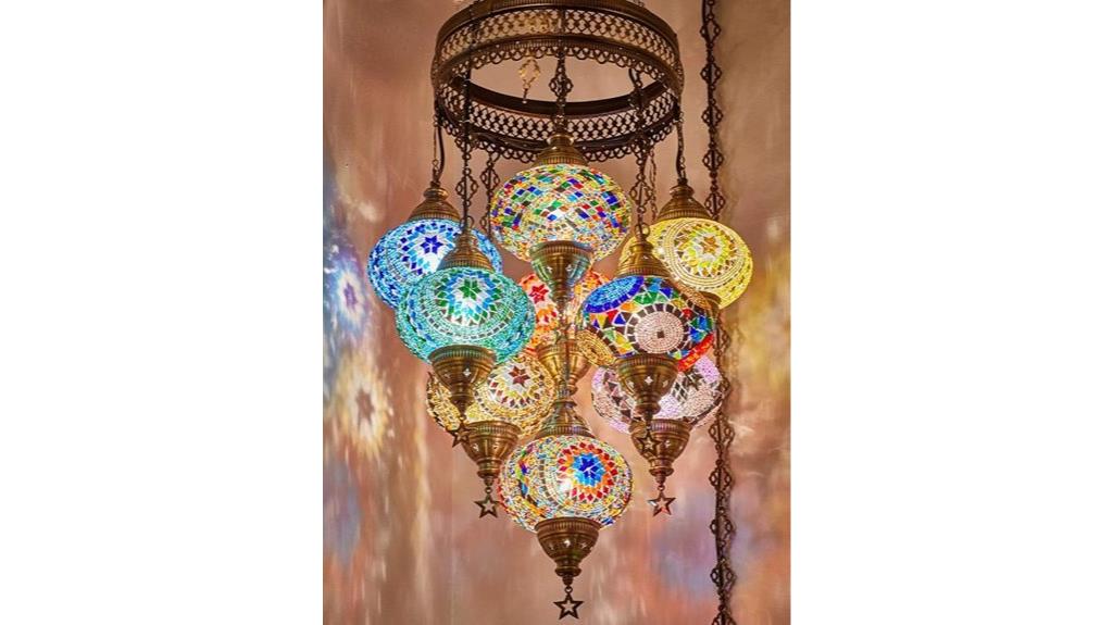 nine piece mosaic chandelier