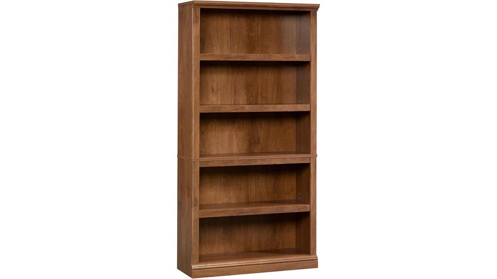 oiled oak five split bookcase