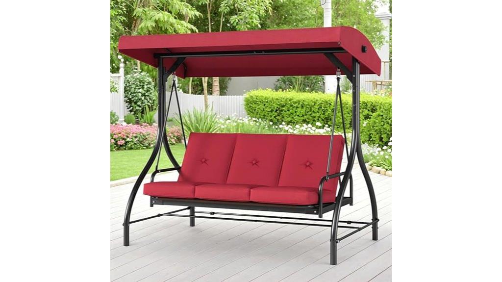 outdoor 3 seat swing with canopy