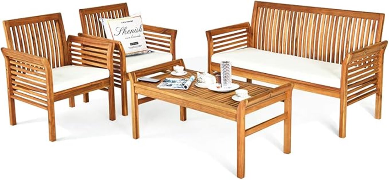 outdoor acacia wood sofa