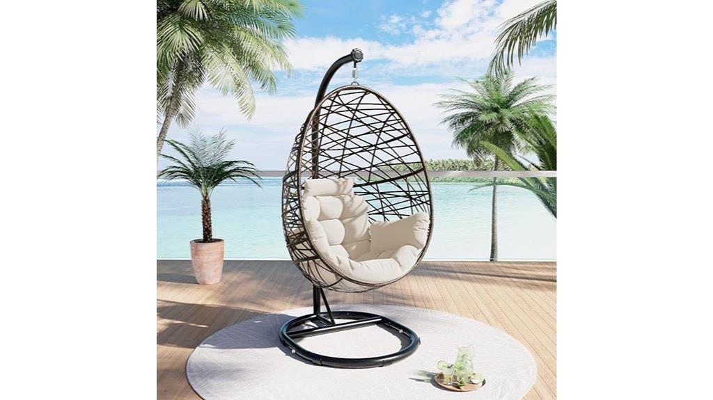 outdoor beige wicker egg chair