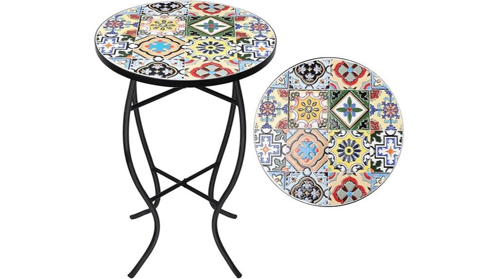 outdoor mosaic side table