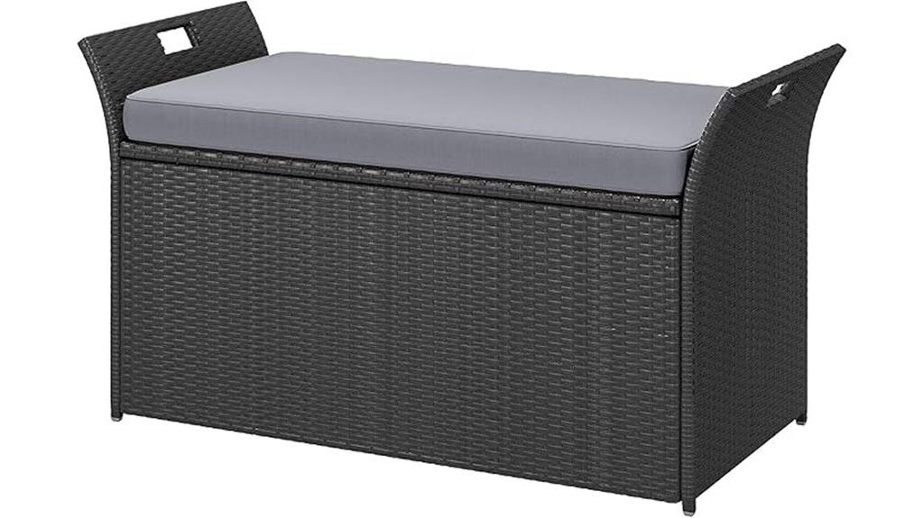 outdoor rattan storage bench