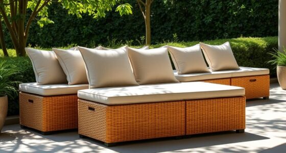 outdoor rattan storage benches