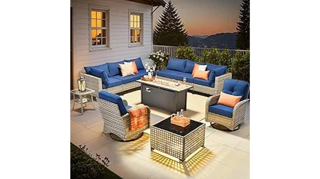outdoor sectional with firepit