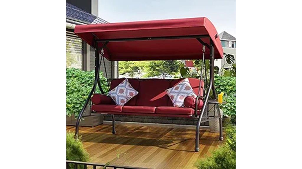outdoor swing with cushions