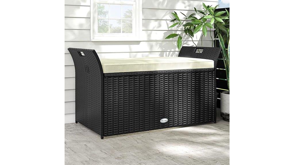 outdoor wicker storage bench