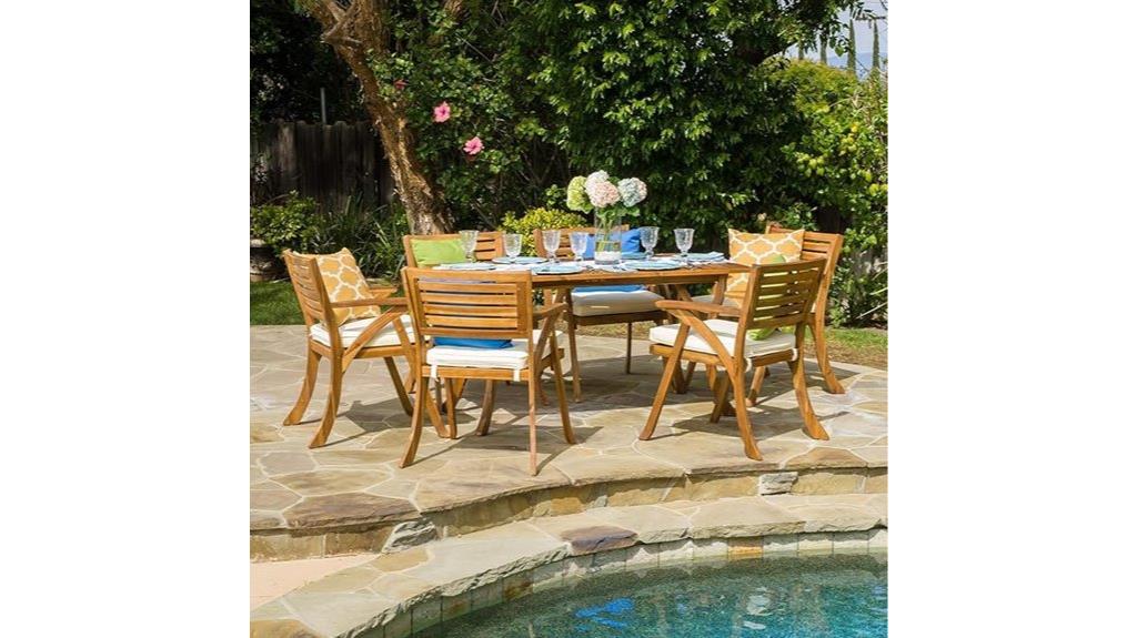 outdoor wooden dining set