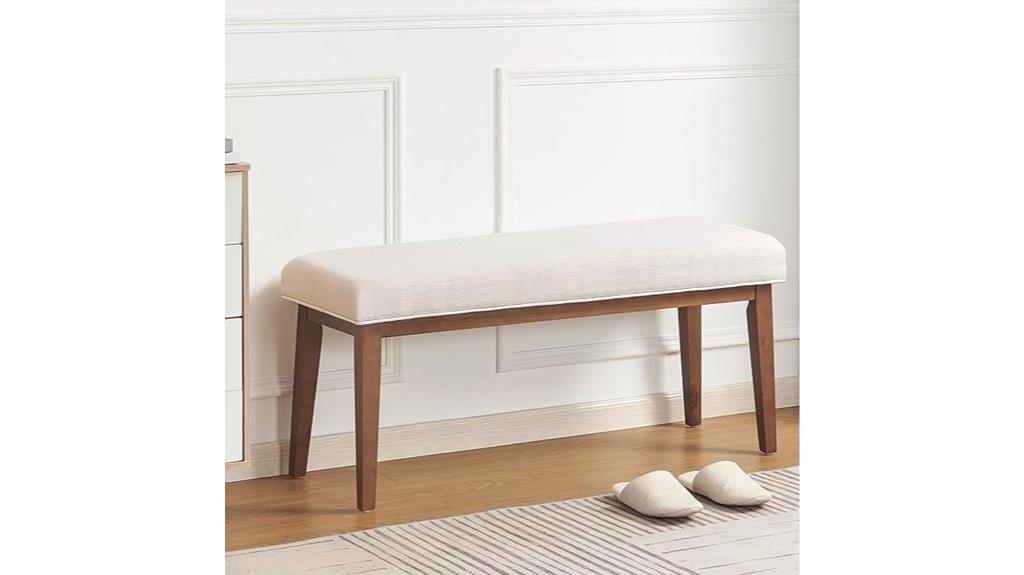 padded upholstered wooden bench