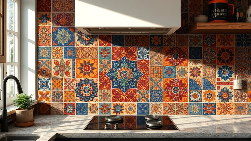 patterned textured mosaic tiles
