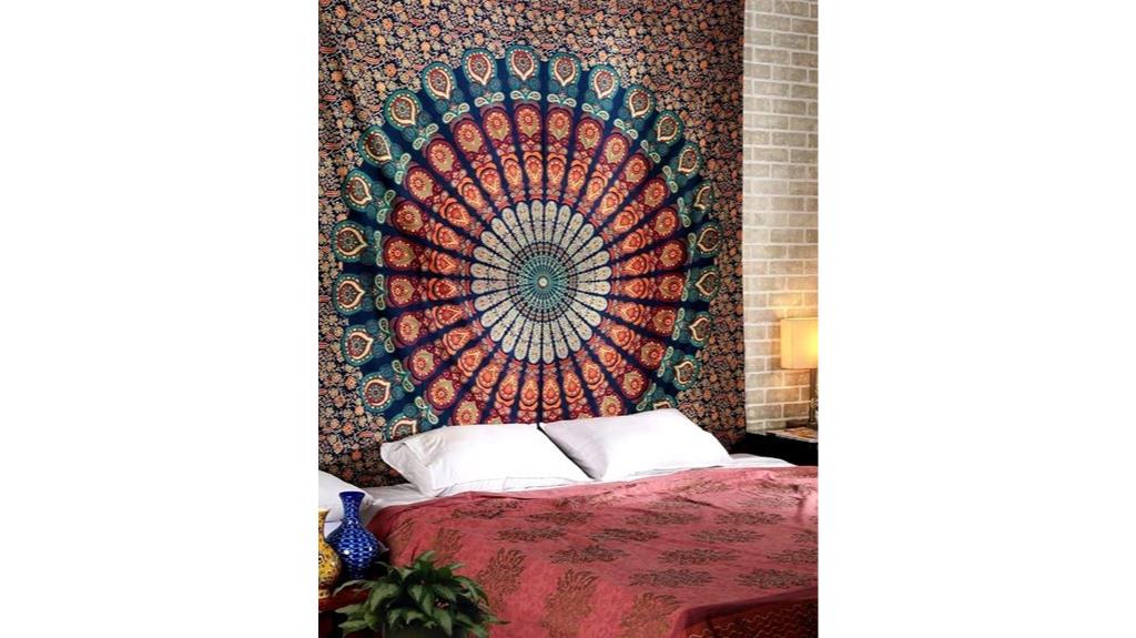 peacock mandala cotton tapestry
