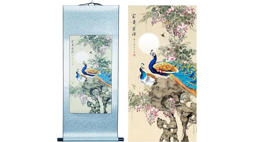 peacock zen scroll